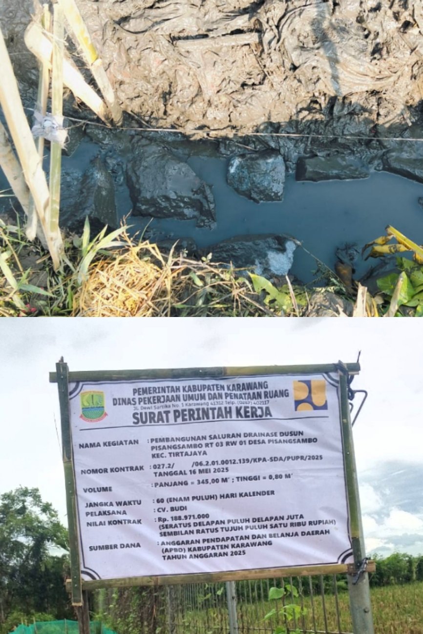 Ormas GMPI Soroti Dua Pembangunan Saluran Drainase Dua Desa di Kecamatan Tirtajaya