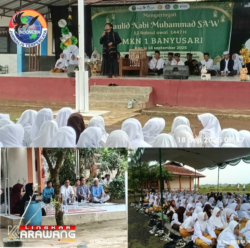 Ratusan Siswa SMKN Banyusari Karawang Gelar Peringatan Maulid Nabi Muhammad SAW, Tingkatkan Iman dan Taqwa