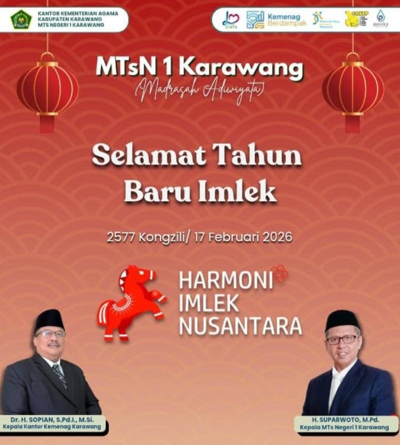 Kepala Kementerian Agama Kabupaten Karawang dan MTsN 1 Karawang Ucapkan Selamat Imlek 2026, Perkuat Harmoni Nusantara