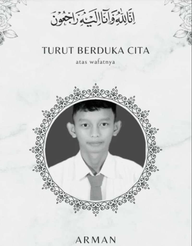 Keluarga Besar SMAN Cilamaya Sampaikan Duka atas Wafatnya Arman Siswa Kelas X 2