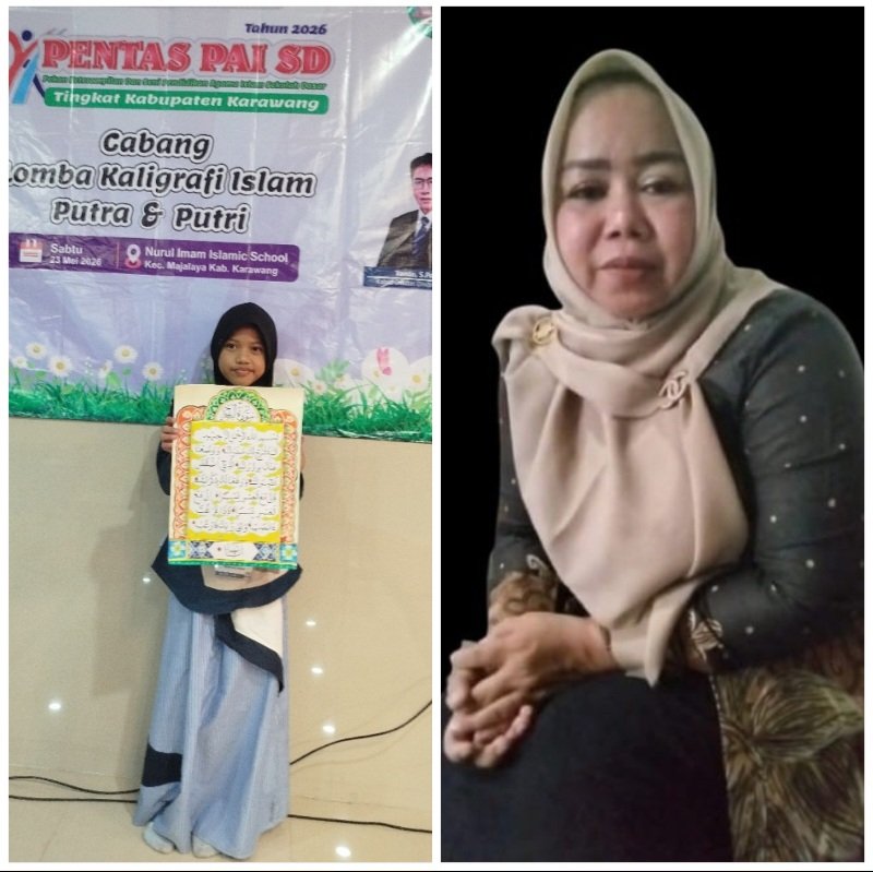 Siswi Kelas IV SDN Telukjambe II Raih Juara 3 Kaligrafi Islam di Pentas PAI Kabupaten Karawang