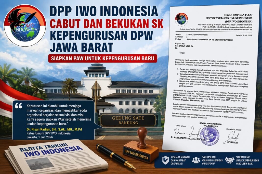 DPP IWO Indonesia Bekukan SK DPW Jawa Barat Periode 2022-2027