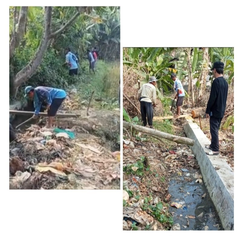 Kades Toto Pimpin Kerja Bakti Pembersihan Saluran Air Tersier Dusun Cigobang Tegalurung