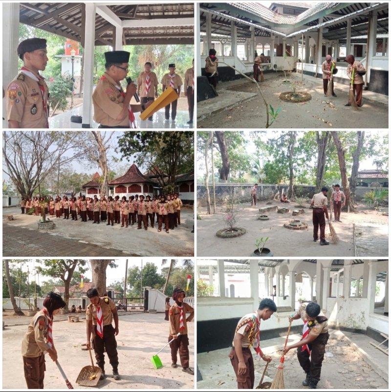 Bulan Bakti Pramuka, Kwarran Cilamaya Wetan Bersama Pramuka Penegak Bersihkan Makam Rd. Singaperbangsa