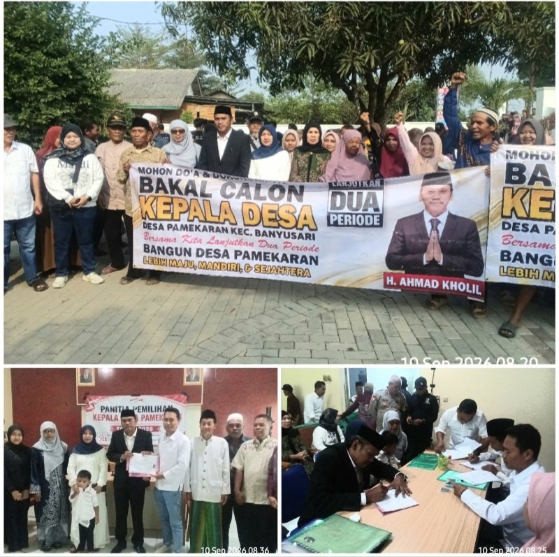 H.Holil-nya Satu, Pendukungnya Banyak! 1.500 Massa Kawal Petahana Daftar Pilkades Pamekaran