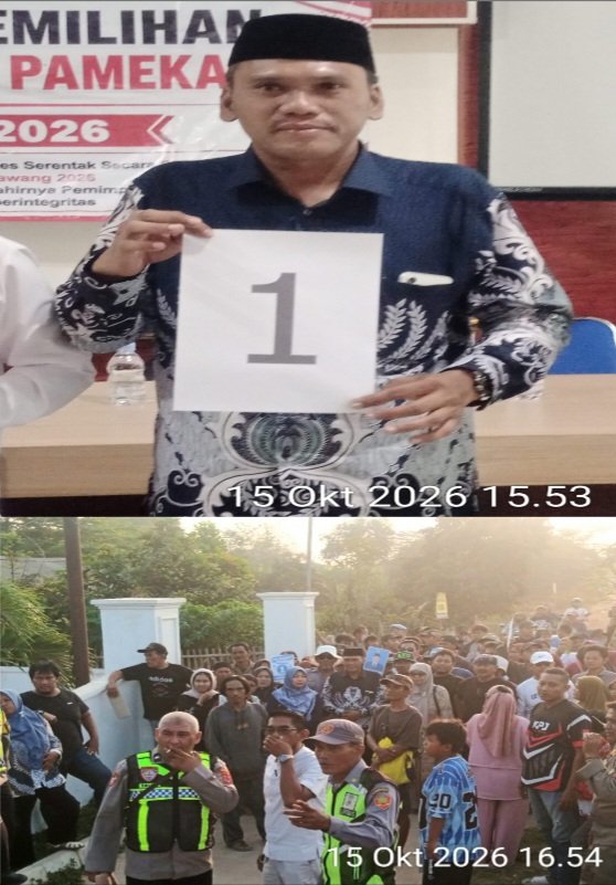 Ratusan Pendukung Sambut H. Akhmad Holil Usai Raih Nomor Urut 1 Pilkades Pamekaran